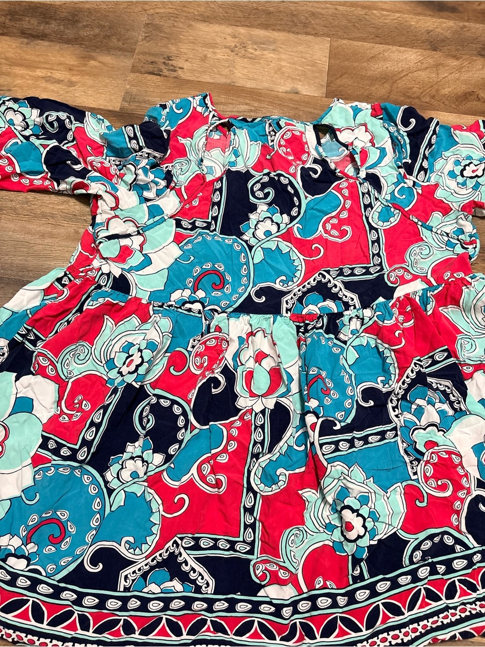 Crown & Ivy Boho Tunic Dress XL | Floral Paisley Peasant Top Bell Sleeve - Picture 7 of 9